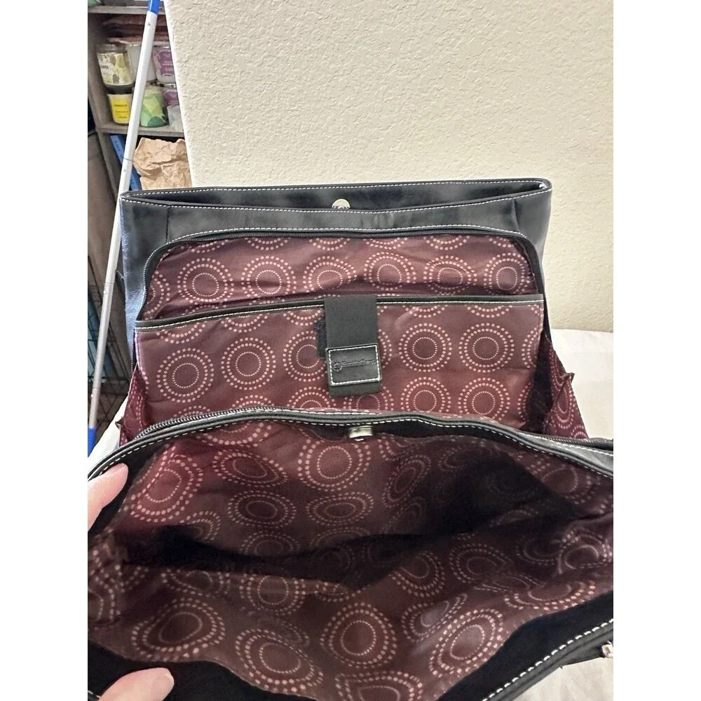 FranklinCovey Black Super Organizer Tote Bag, faux leather